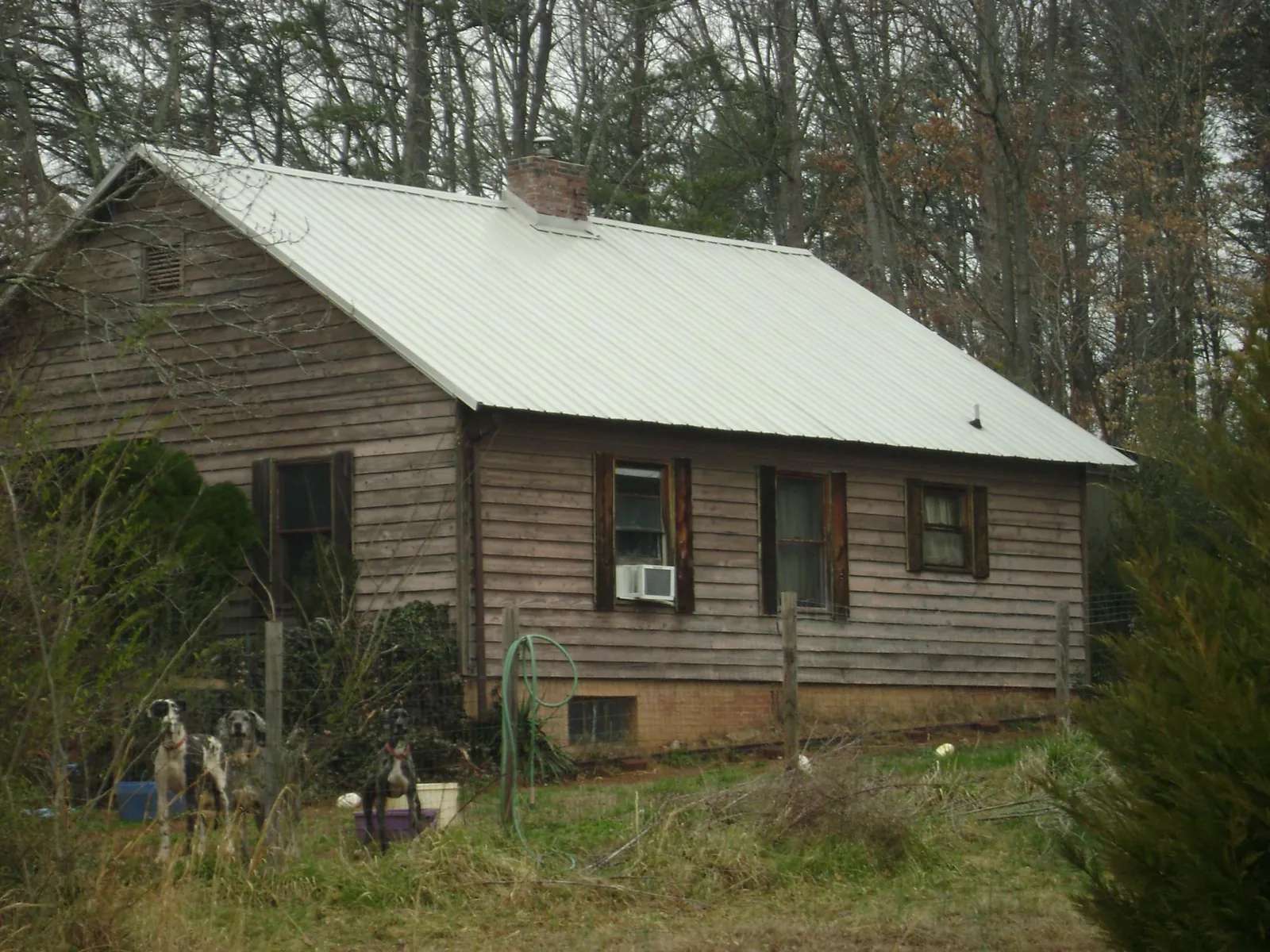 White metal roof on an old wood sided farmhouse, from a Asphalt Shingle Roof Repair job in Hazleton